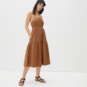 Everlane Pinafore Dress in Ash Brown Midi Lace Up Back Size 2